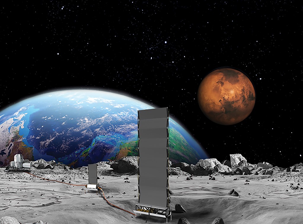 En una representación sin fecha de la NASA, una imagen conceptual de un reactor nuclear en la superficie lunar. (Foto Prensa Libre: NASA vía The New York Times)