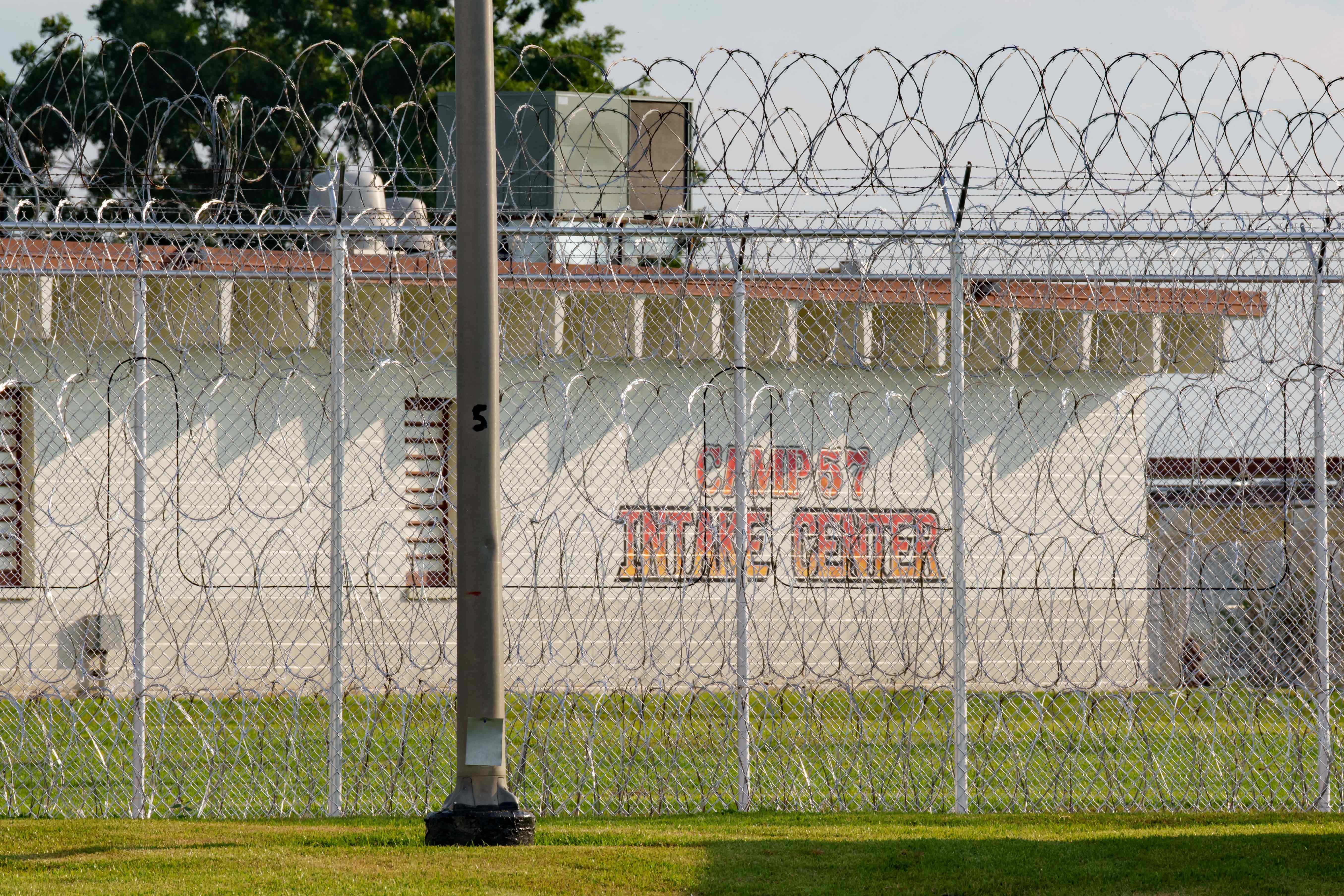 Camp 57 is seen at Angola Prison, the Louisiana State Penitentiary and America's largest maximum-security prison farm, before a press conference to announce the opening of a new US Immigration and Customs Enforcement (ICE) facility that will house immigrants convicted of crimes in West Feliciana Parish, Louisiana, near the town of St. Francisville on September 3, 2025. (Photo by Matthew HINTON / AFP)