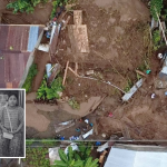 Vista panorámica del lugar donde la vivienda de Esperanza Chub Caal y sus hijas Daylin Dayana Mishel May Chub y Kinderly Pamely Esperanza May Chub quedó destruida tras el deslave en Las Gallinas, Senahú, Alta Verapaz.