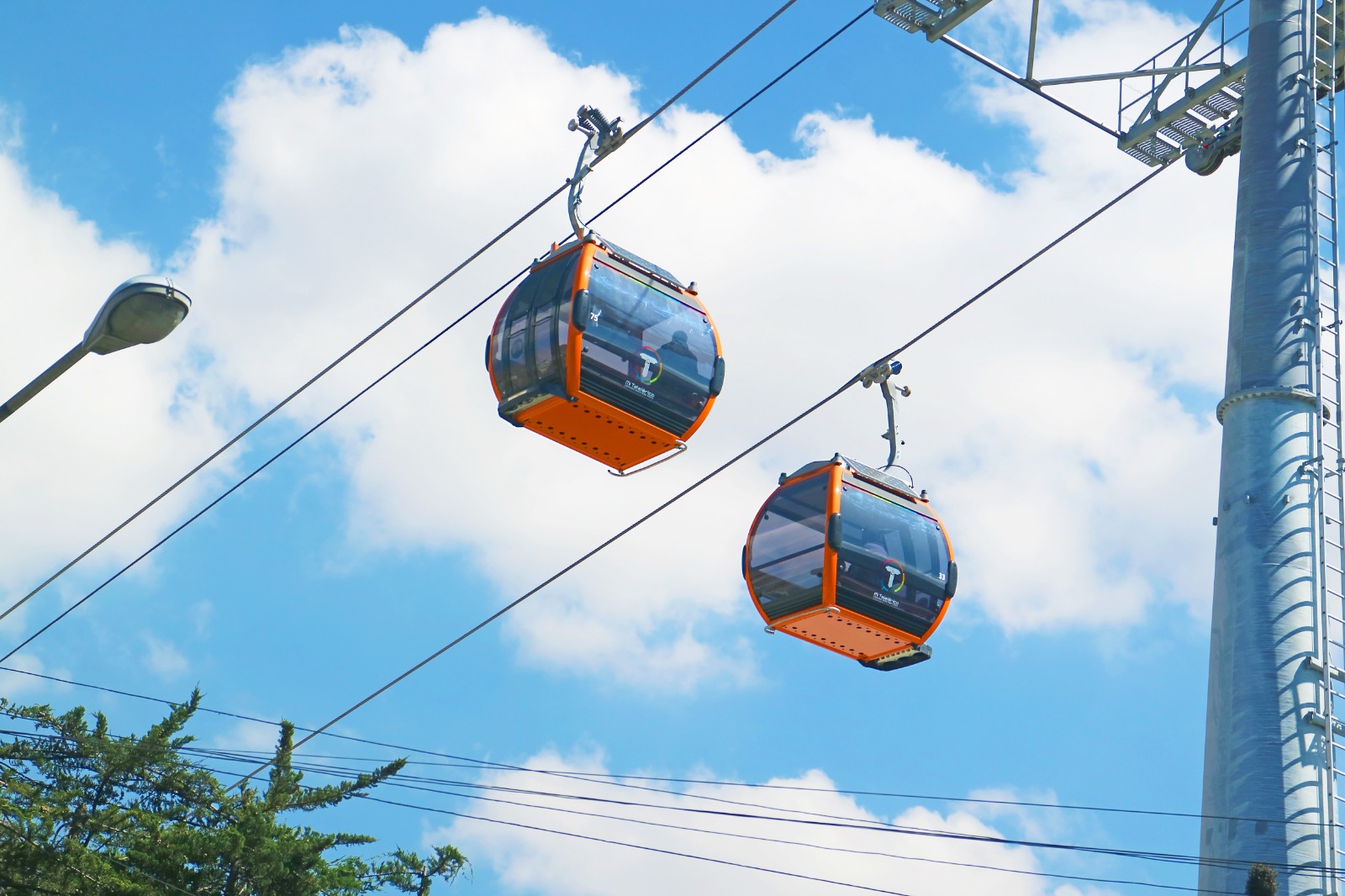 Cabinas del Aerómetro en Guatemala, sistema de transporte urbano por cable que conectará Mixco con la zona 9, cuya construcción iniciará a finales de 2025.