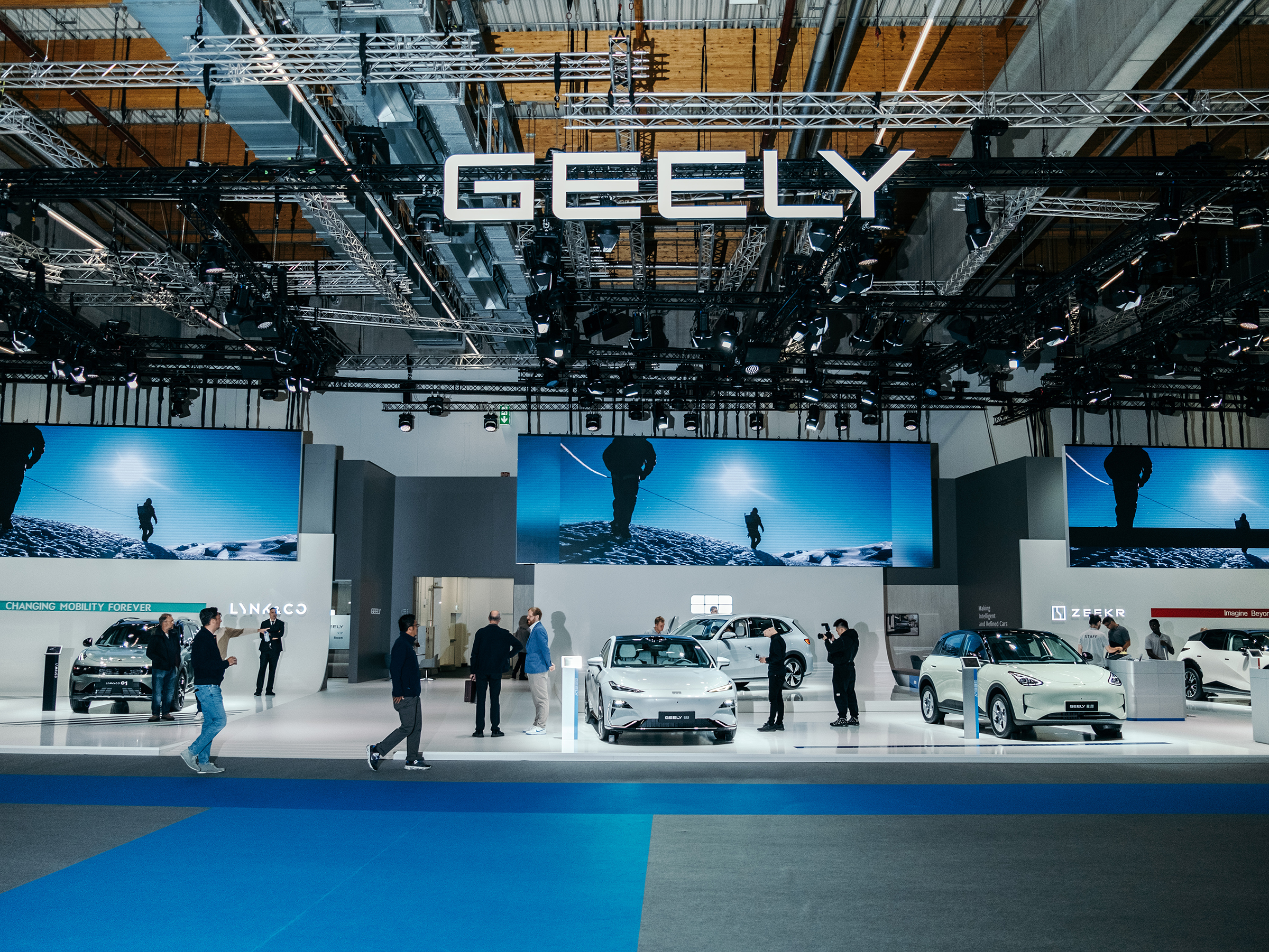 FILE — Geely vehicles on display at the Automechanika trade show in Frankfurt, Germany, on Sept. 13, 2024. Geely is challenging the giant BYD by adapting quickly to swings in demand and energy prices, seizing on interest in electric vehicles prompted by the war in Iran. (Felix Schmitt/The New York Times)