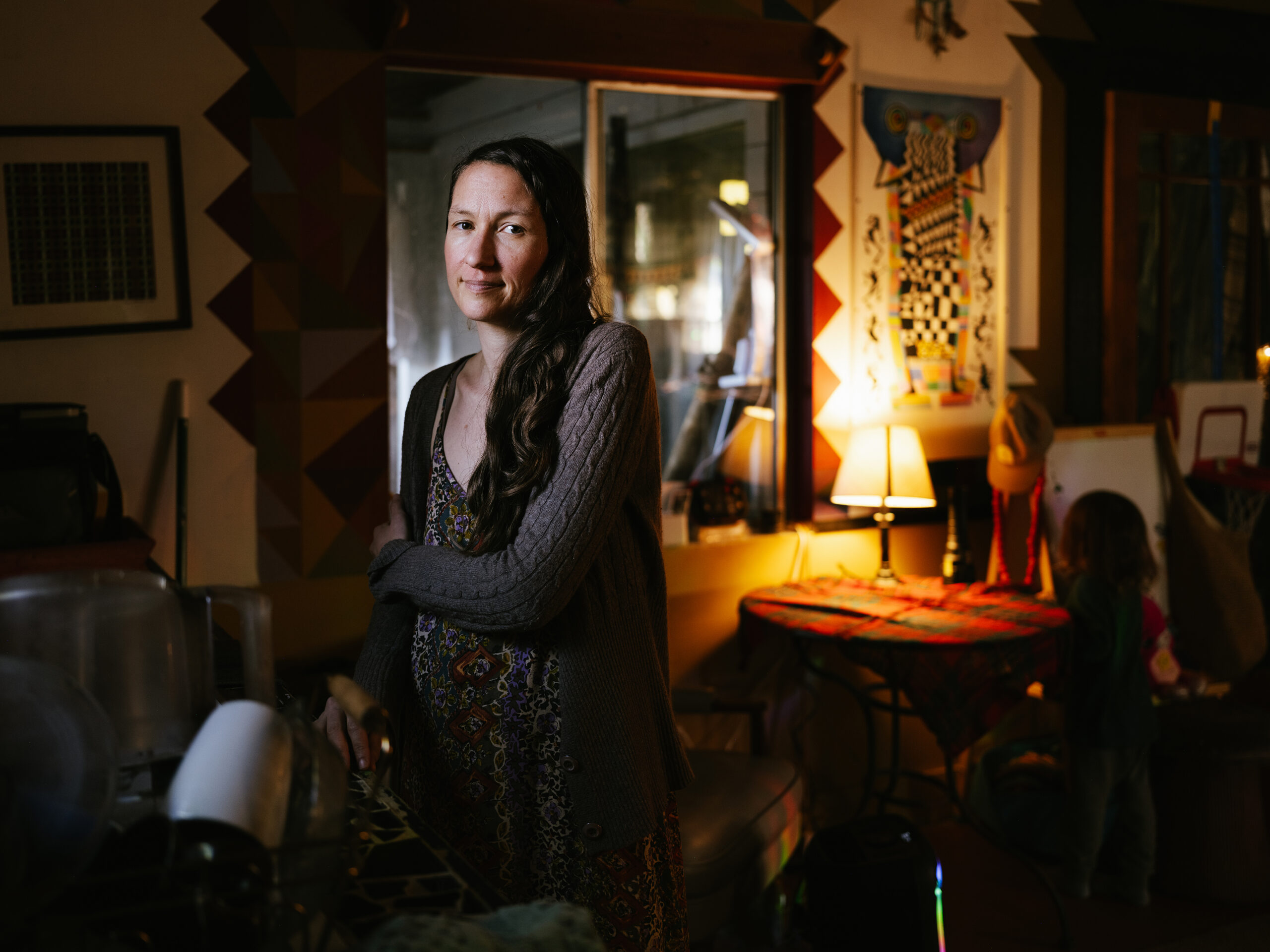 Emily Laszlo-Rath at her home in Morongo Valley, Calif., on Jan. 13, 2026. Promoters of free birthing reject any type of medical intervention during pregnancy or delivery. The movement has been trending on social media, but critics warn it poses serious risks. (Bethany Mollenkof/The New York Times)