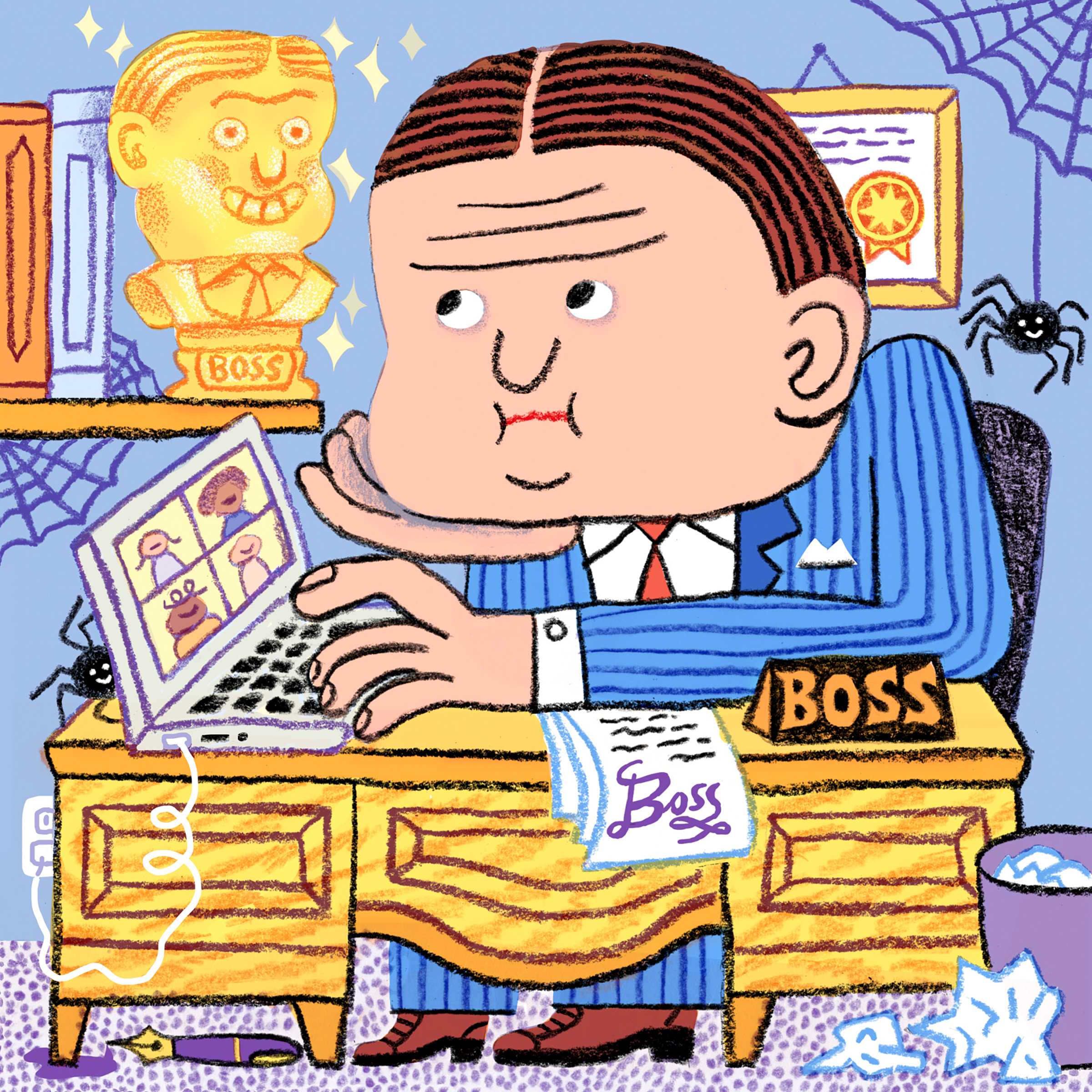 BC-OPINION-GRANT-OFFICE-WORK-ART-NYTSF -- The Secret Reason Bosses Want Everyone Back in the Office, Every Day of the Week. (JooHee Yoon/The New York Times) -- ONLY FOR USE WITH ARTICLE SLUGGED -- BC-OPINION-GRANT-OFFICE-WORK-ART-NYTSF -- OTHER USE PROHIBITED.