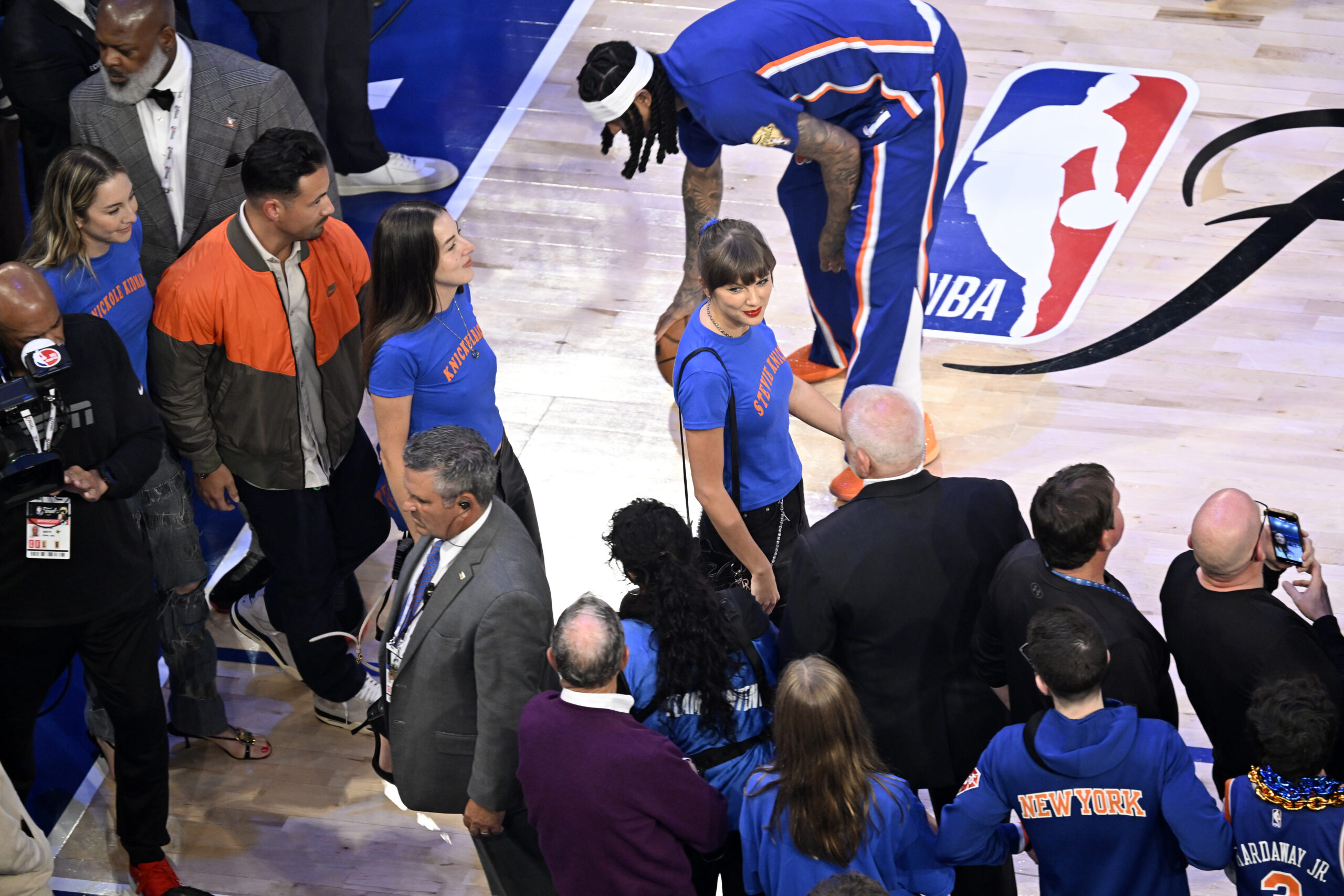 FILE -- Taylor Swift embraces Kansas City Chiefs tight end Travis Kelce after the Chiefs won Super Bowl LVIII against the San Francisco 49ers at Allegiant Stadium in Las Vegas on Feb. 11, 2024. After weeks of speculation over Swift's and Kelce's wedding plans, a permit has been filed for an event at Madison Square Garden in New York over the July 4, 2026, weekend. (Doug Mills/The New York Times)