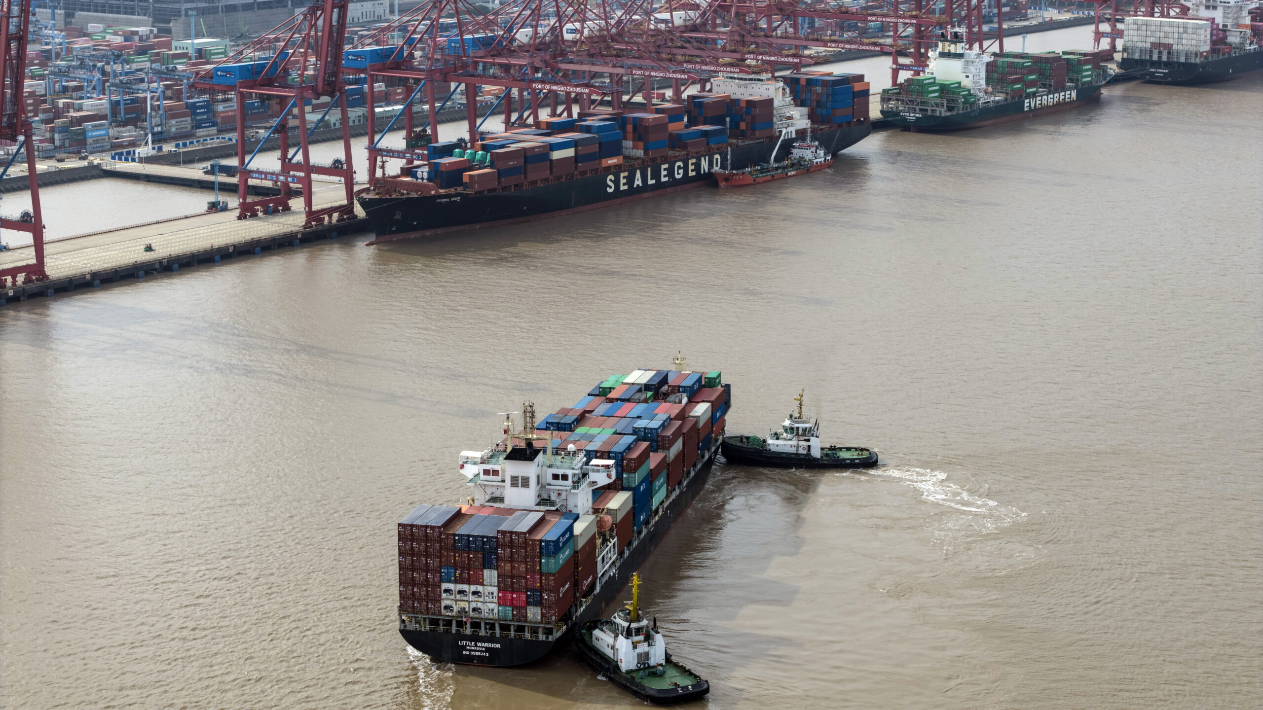FILE -- A cargo ship at a port in Ningbo, China, on Dec. 21, 2025. The world's largest economies are choosing trade barriers over greater economic integration. (The New York Times)