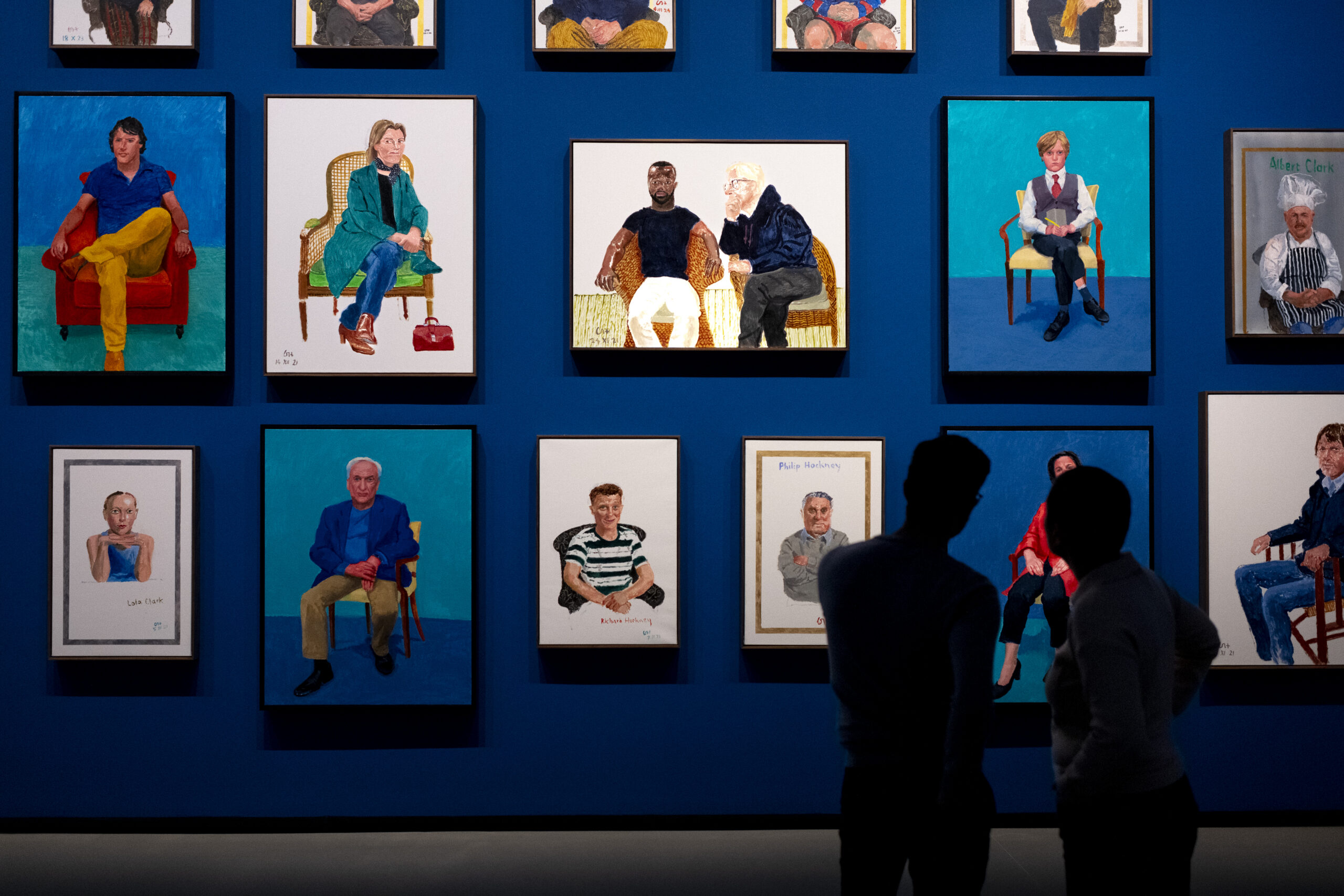 FILE -- An exhibit of David Hockney's work, at the Louis Vuitton Foundation in Paris, on April 7, 2025. Hockney, whose colorful figurative paintings were both conservative and iconoclastic, defying the dominant abstract schools of the mid-20th century, died at home in London on June 11, 2026. He was 88. (Dmitry Kostyukov/The New York Times)