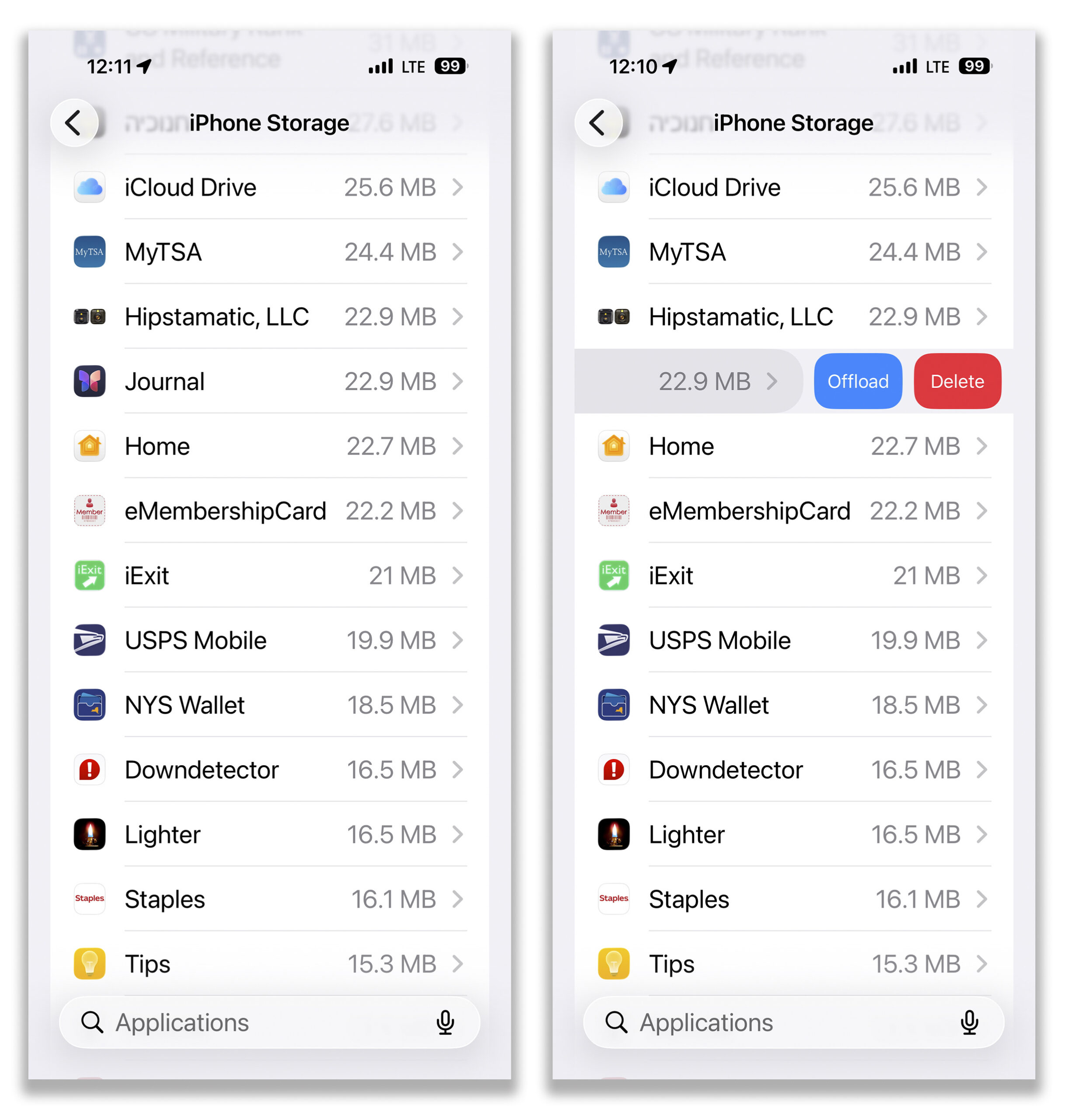 In an undated image from Apple, a list of apps on the iPhone Storage screen, where you can delete or offload an app just by swiping on its name. If you need space back on your phone or tablet, removing built-in and unused apps can help free up storage and reduce screen clutter. (Apple via The New York Times) -- NO SALES; FOR EDITORIAL USE ONLY WITH NYT STORY TECH TIP BY JD BIERSDORFER FOR JUNE 10, 2026. ALL OTHER USE PROHIBITED. --